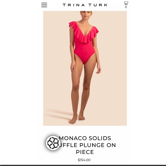 NWT TRINA TURK Monaco Ruffle Over The Shoulder One Piece Swimsuit - Picture 8 of 16
